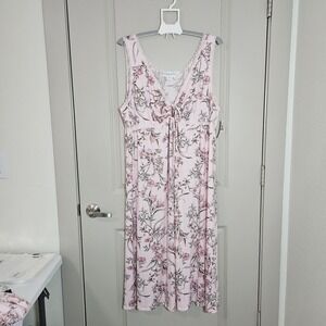 NEW Miss Elaine Long Nightgown Womens 3X Sleeveless Keyhole Floral Pink